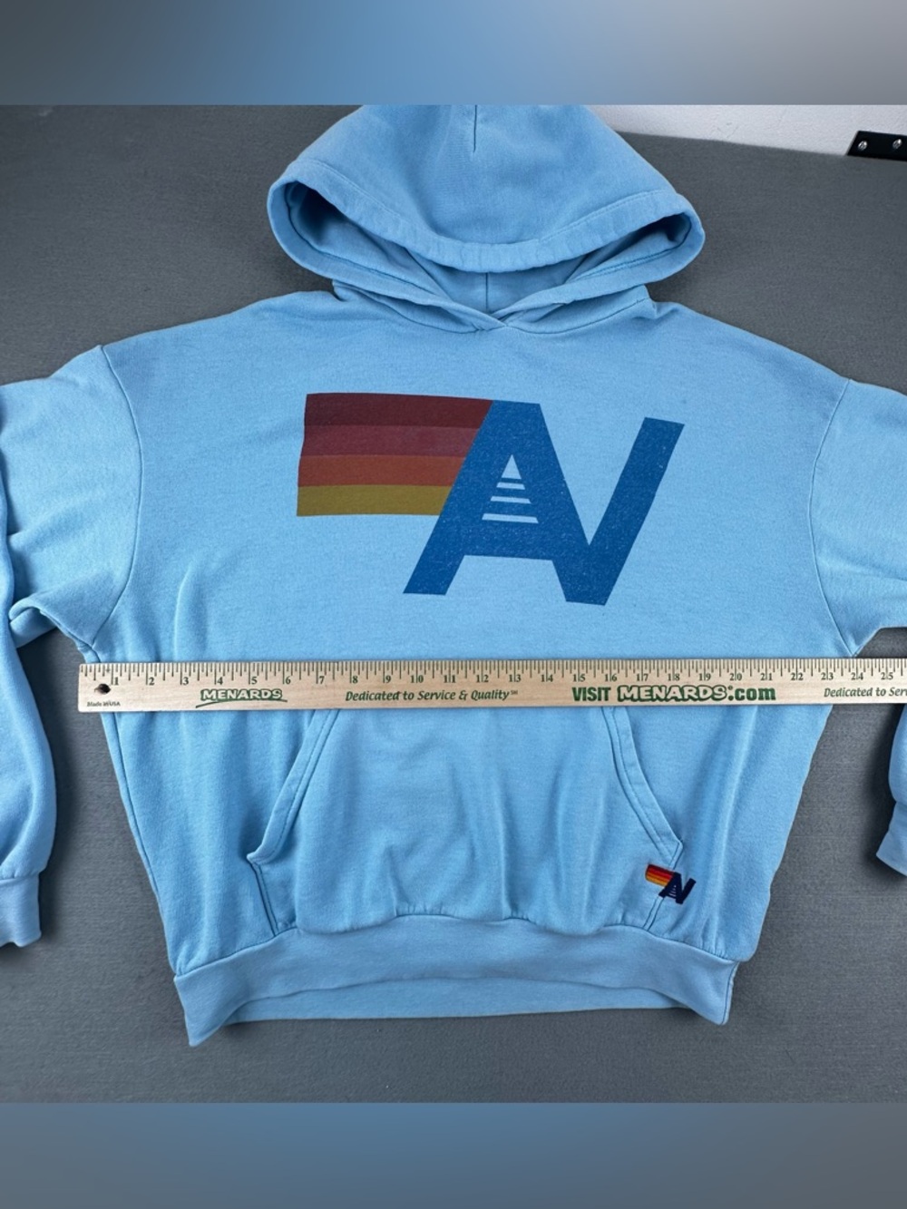 Aviator Nation Logo Pullover Relaxed Hoodie Size XS Ocean Blue Tri-Blend - Picture 4 of 7